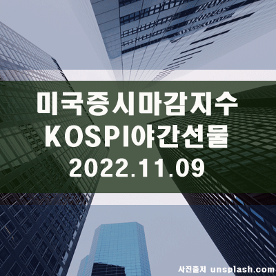  미국증시마감지수, KOSPI야간선물지수(22.11.09)