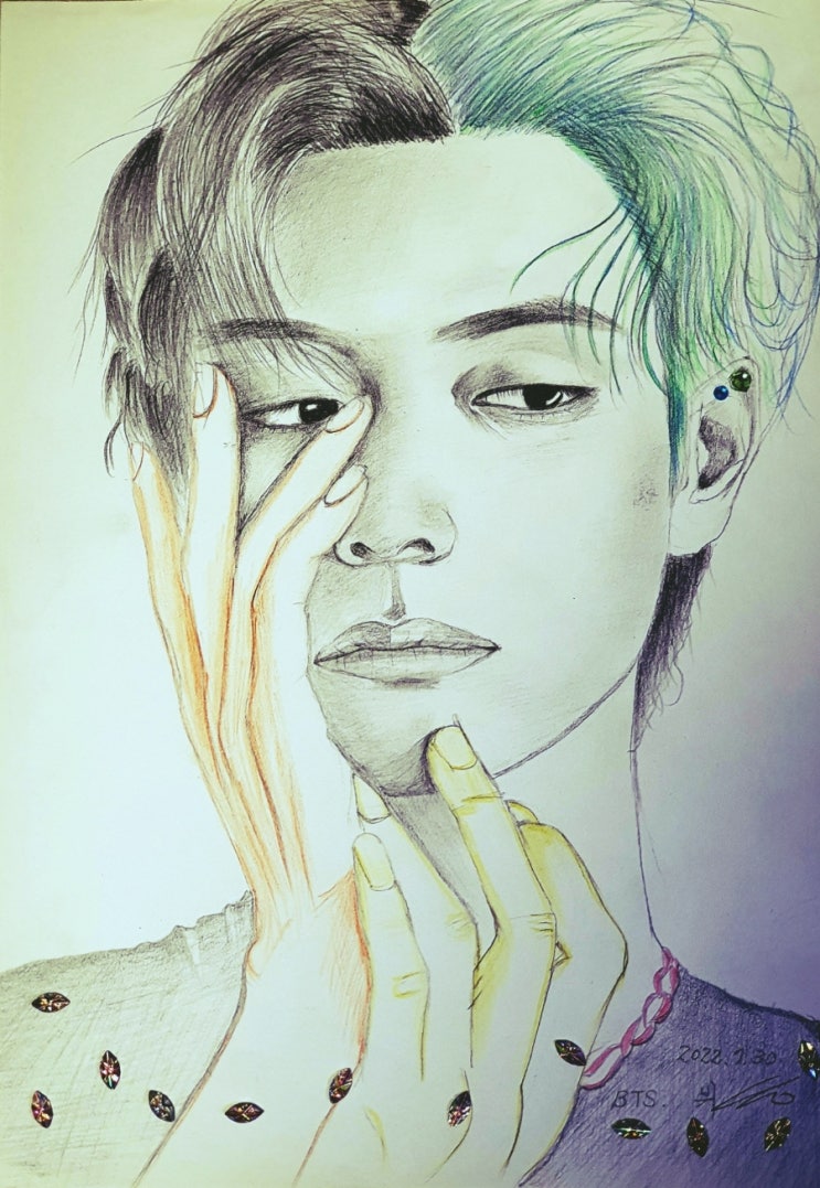  BTS 뷔 인물화 그림 (완성)