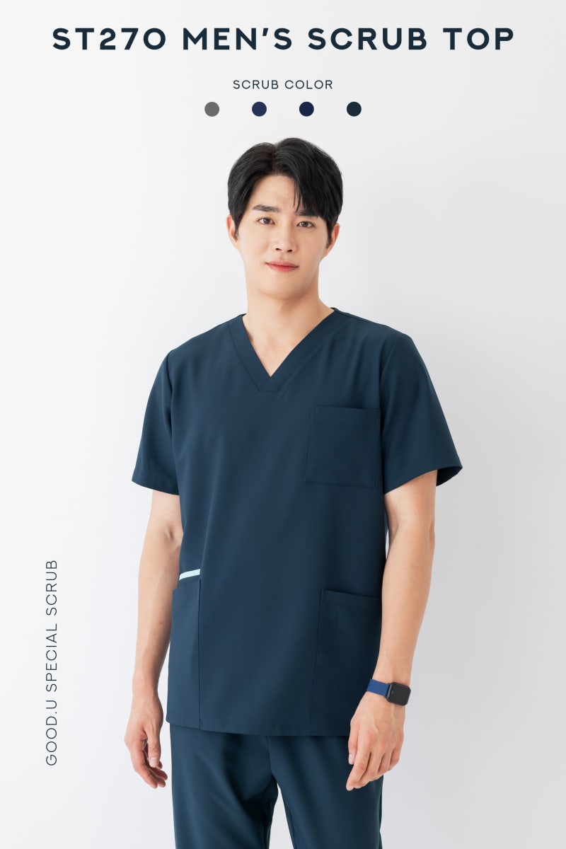 Good You Men's Scrub Suit New Release: ST270 Men's Scrub Suit Top | 병원복 | 병원복 | 병원복 | 남성용 수술복 | 남성용 스크럽 |