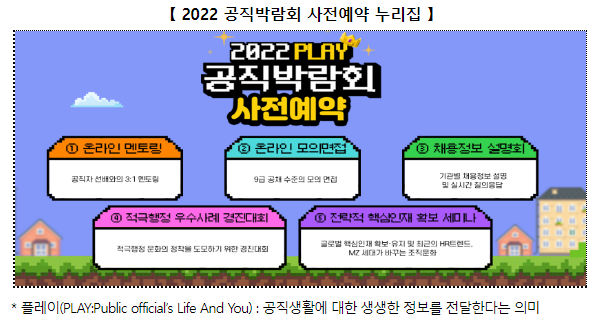 공공부문 채용정보, 공직박람회로 오세요(2022 공직박람회, 21일부터 온라인으로 개최)