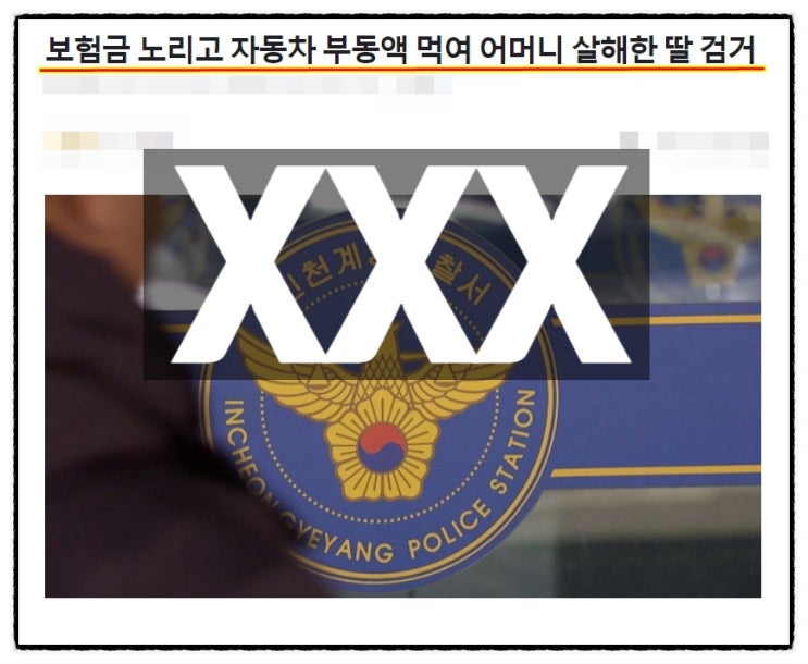  어머니 보험금 노리고 자동착 부동액 먹여 살해한 딸