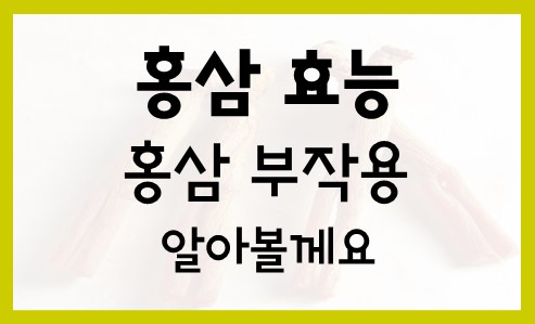  몸에 좋다는 홍삼 효능 부작용