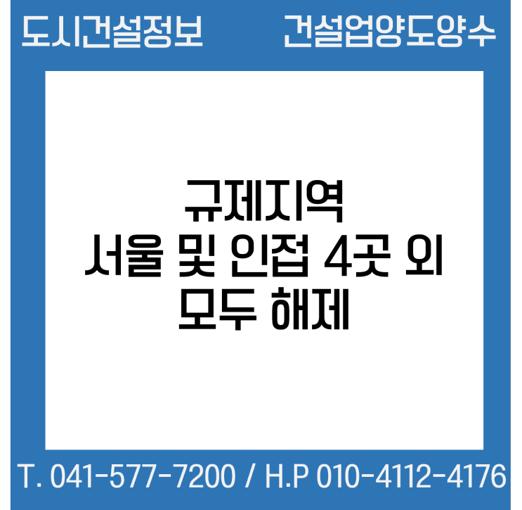  규제지역 서울 및 연접 4곳 외 모두 해제
