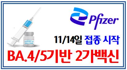 화이자 BA.4/5 2가개량백신 접종시작 (feat. 11월 14일) : 오미크론 변이, 모더나, BA1, 요양병원시설, 감염취약시설
