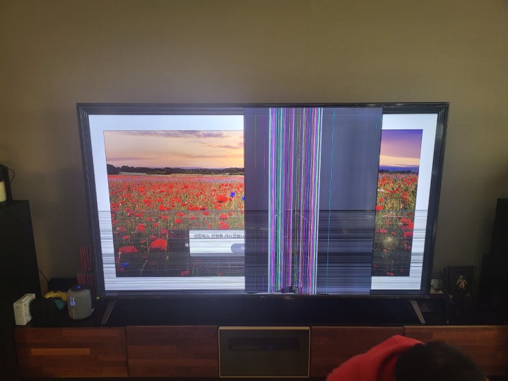  TV 화면 깨져서 가로줄 세로줄 생김 LG86UM8070 인천 검단 출장 수리