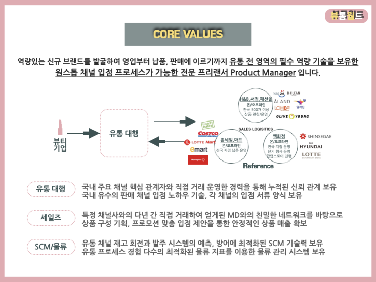  뷰통월드 유통세일즈 대행 <핵심가치>