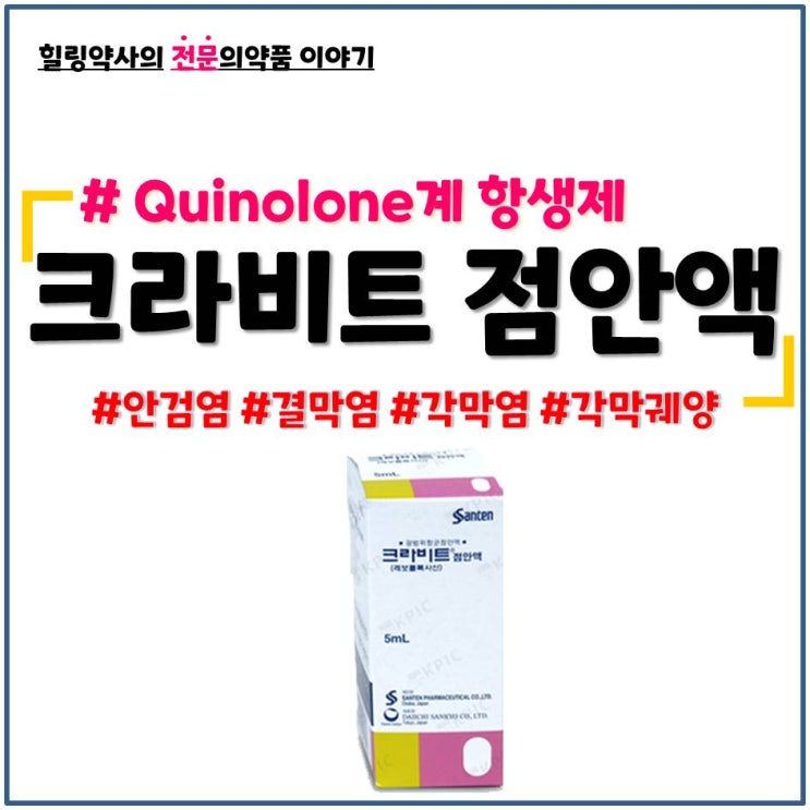  크라비트 점안액 안검염 맥립종 누낭염 결막염 검판선염 각막염 각막궤양 처방약 약국약 성분 사용법 부작용 레보틴 큐레복스 렉타신 레보스타 레보카신