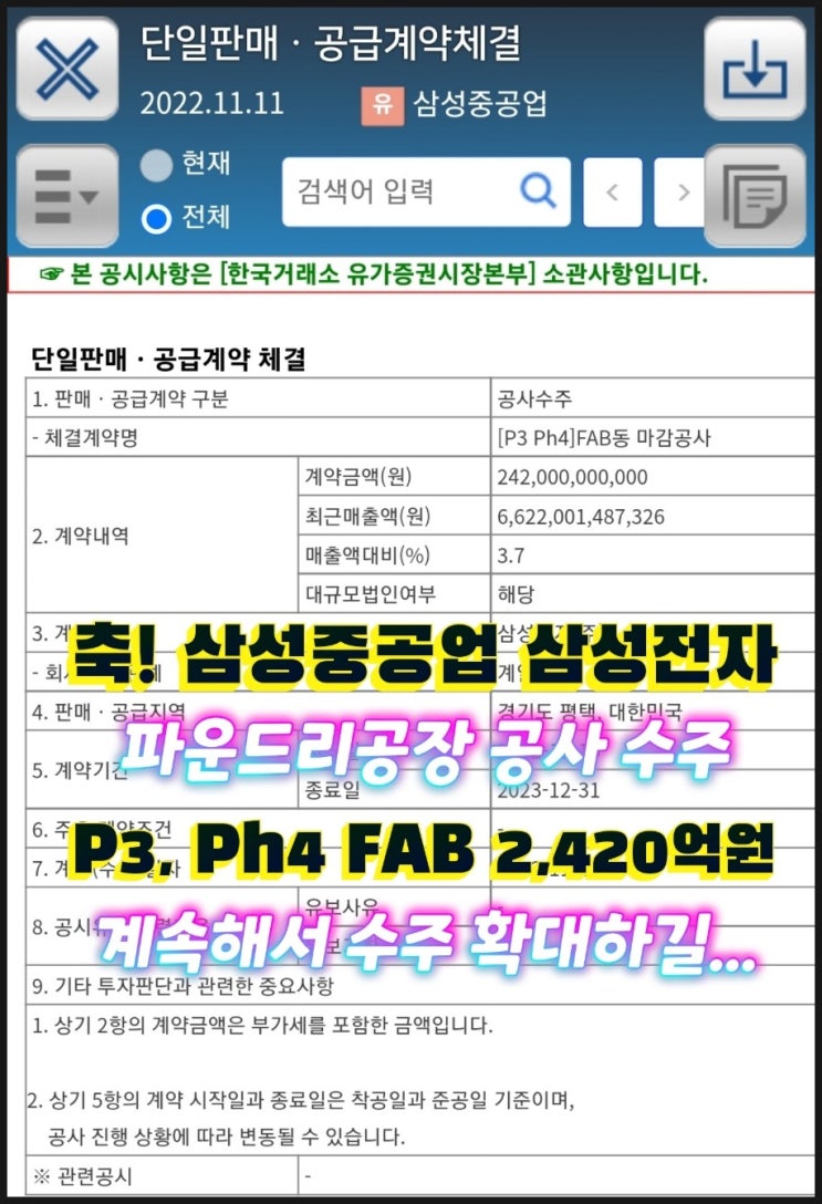삼성중공업(feat. LNG운반선 2척 수주, 카타르 추정, 삼성전자 평택 반도체공장 P3 FAB수주, P4, P5, P6) 삼성중공업(feat. LNG운반선 2척 수주, 카타르 추정, 삼성전자 평택 반도체공장 P3 FAB수주, P4, P5, P6)