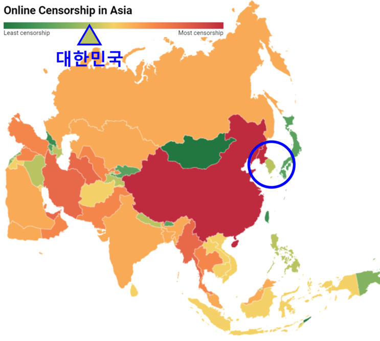 전 세계 인터넷 검열 수준( 북한,중국 1등,.)