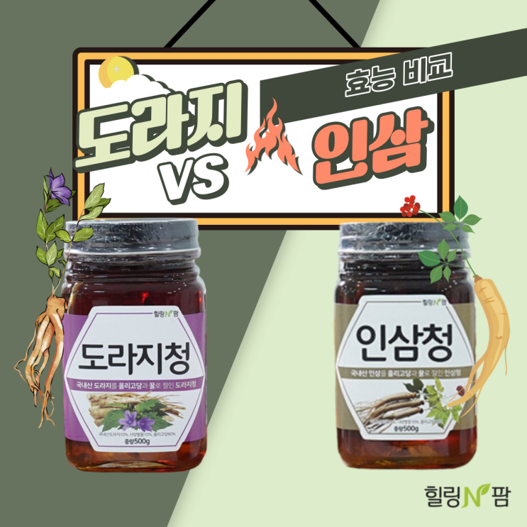  [청, 진액] 도라지 사포닌 VS 인삼 사포닌 전격비교! 힐링앤팜 도라지청, 홍삼청