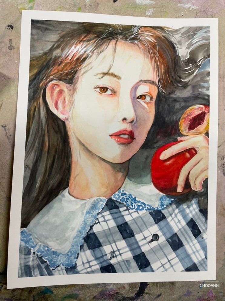  아이유 수채화 그리기(인물 수채화/이목구비 표현/그림자 표현)