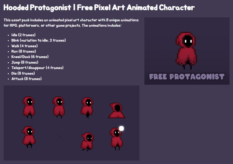 Hooded Protagonist Animated Character by Penzilla