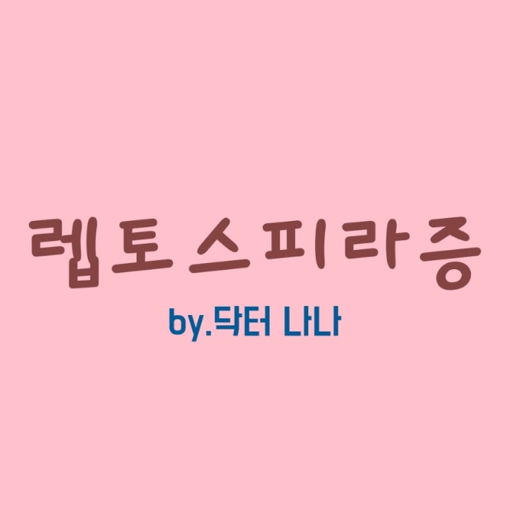  렙토스피라증(Leptospirosis) 증상 및 치료