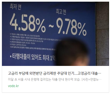 고금리 부담에 외면받던 금리제한 주담대 인기...고정금리 대출도 급증