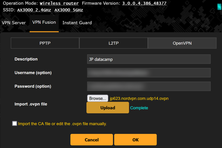  무선 와이파이에 VPN 연결! ASUS 공유기 OpenVPN 속도 비교, TUF Gaming AX3000, RT-AX68U, RT-AC68U