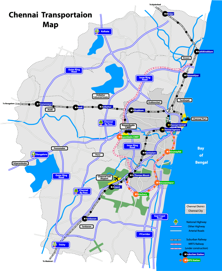 (인디샘 컨설팅) 첸나이 주요 교통 지도