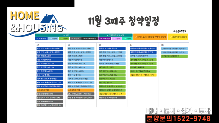 [11월3째주] 11월14일 청약일정 분양소식정보_홈앤하우징