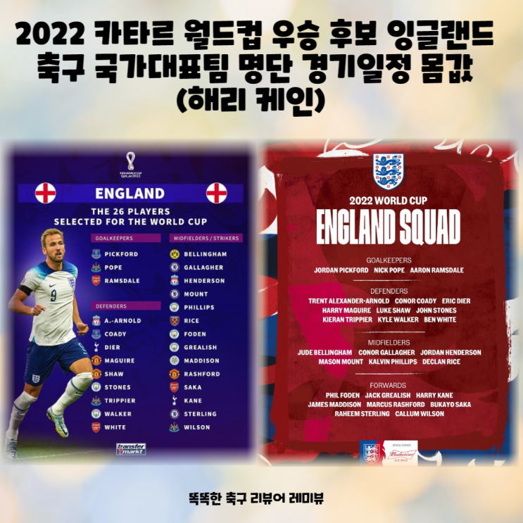 2022 카타르 월드컵 우승 후보 잉글랜드 축구 국가대표팀 명단 경기일정 몸값 (해리 케인) 2022 카타르 월드컵 우승 후보 잉글랜드 축구 국가대표팀 명단 경기일정 몸값 (해리 케인)