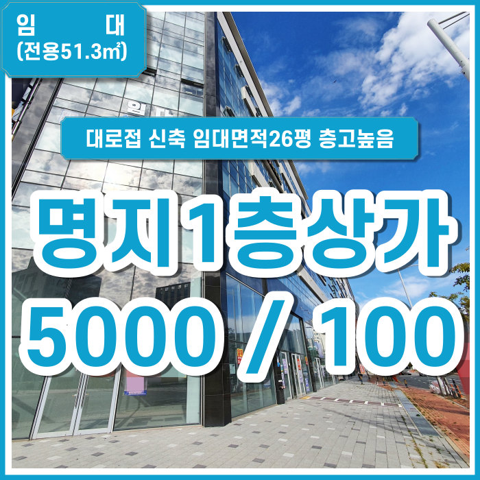  [특가임대] 부산 명지국제신도시 대로변 명지1층상가 층고높음 플러스존상가 배달상가추천