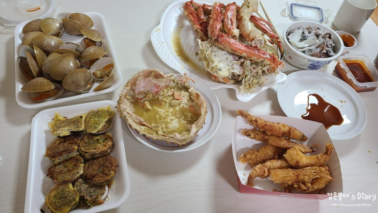  [속초 가족여행#5] 속초중앙시장 먹거리 대게 킹크랩 속초새우아저씨 튀김 맛집 포장 주차