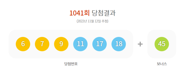  로또 6/45 제1041회 당첨번호
