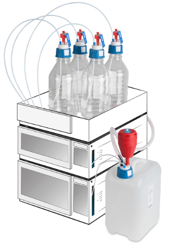 안전 폐액캡 / HPLC 폐액 수집 / 실험실 폐액 수거 / Lab Waste Solvent Collected / Safety Waste Cap & Exhaust Filter
