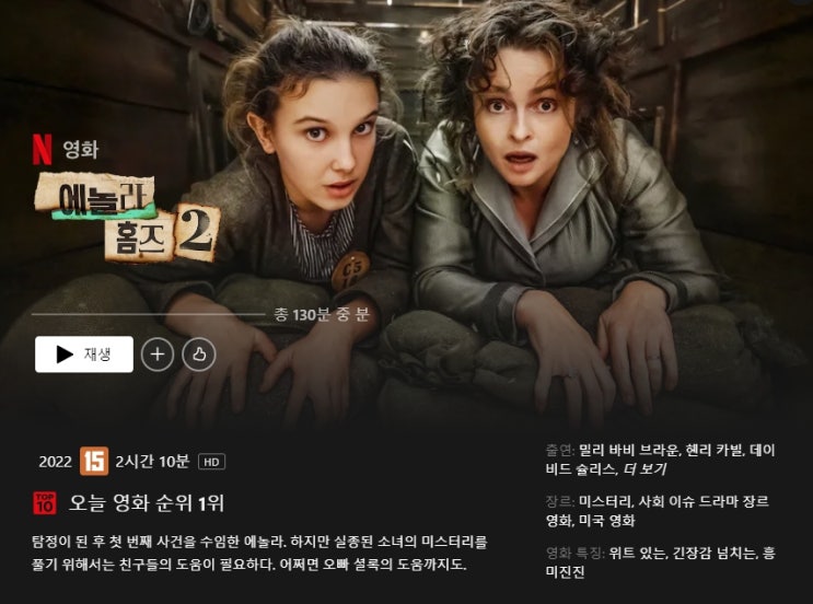  에놀라 홈즈 2, 넷플릭스 영국영어 공부 영화 추천, The game is afoot 외