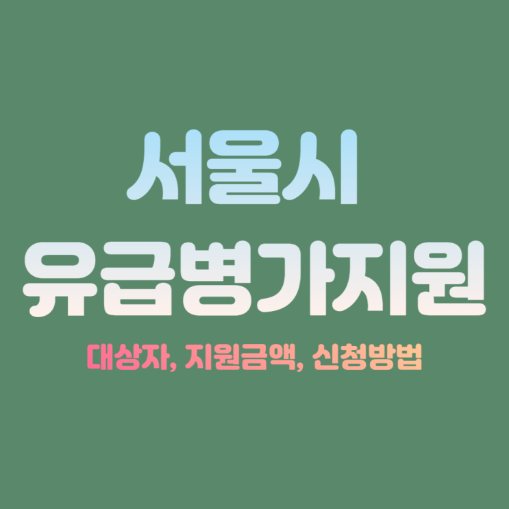  입원해서 못번돈 서울시 유급병가지원으로 받으세요