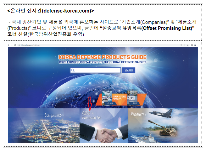 절충교역 유망 품목 및 기술 정보를 한곳에_방위사업청 절충교역 유망 품목 및 기술 정보를 한곳에_방위사업청