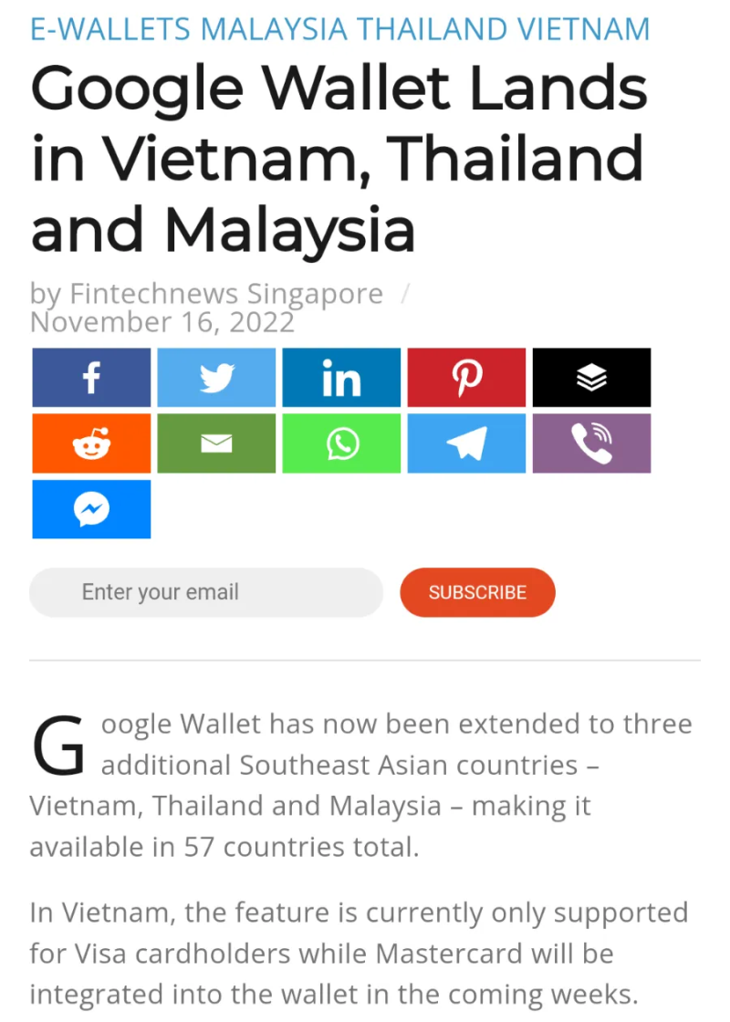 구글월렛(구글페이) 베트남, 태국, 말레이시아 론칭 발표 : 네이버 블로그