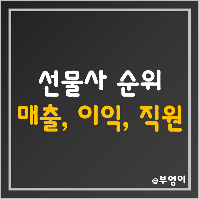 국내 선물사 순위 및 종류 (선물회사 매출액, 영업이익, 당기순이익, 자본금, 직원수 등) 국내 선물사 순위 및 종류 (선물회사 매출액, 영업이익, 당기순이익, 자본금, 직원수 등)