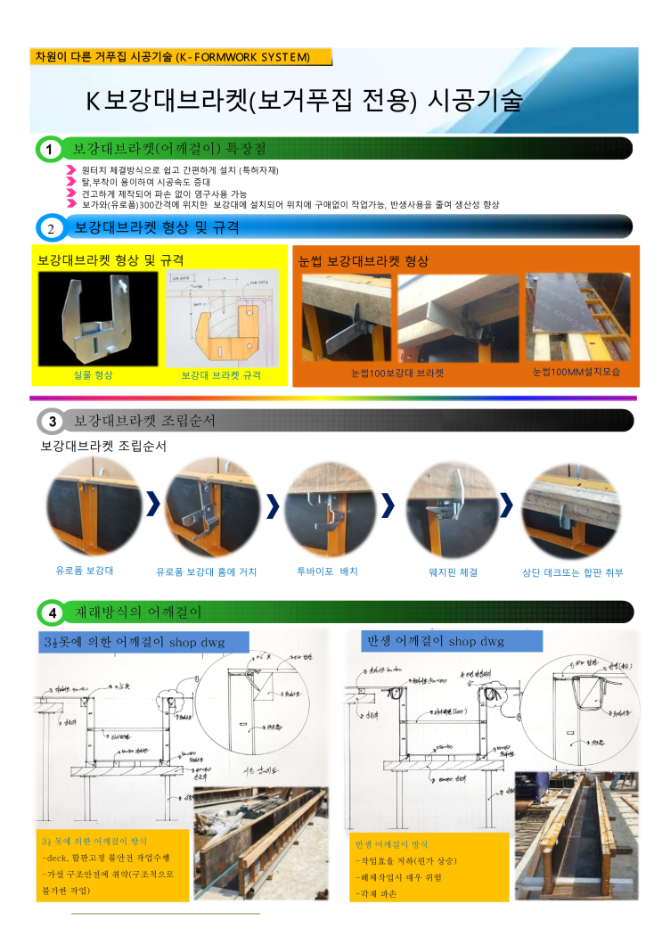 보강대브라켓/어깨걸이철물 사용법(카탈로그) 보강대브라켓/어깨걸이철물 사용법(카탈로그)