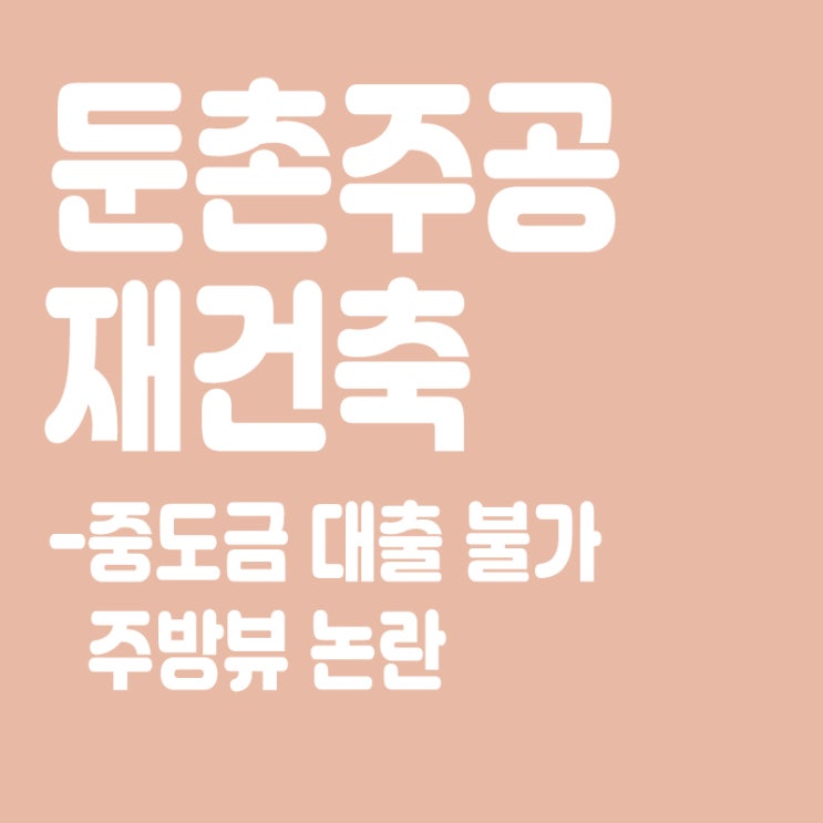  둔촌주공 재건축 84 13억 넘는다,중도금 대출 불가,주방뷰 논란