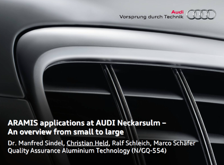  Audi 사 측정 사례: ARAMIS applications at AUDI (인장, 좌굴, FLC, Shear 등등)