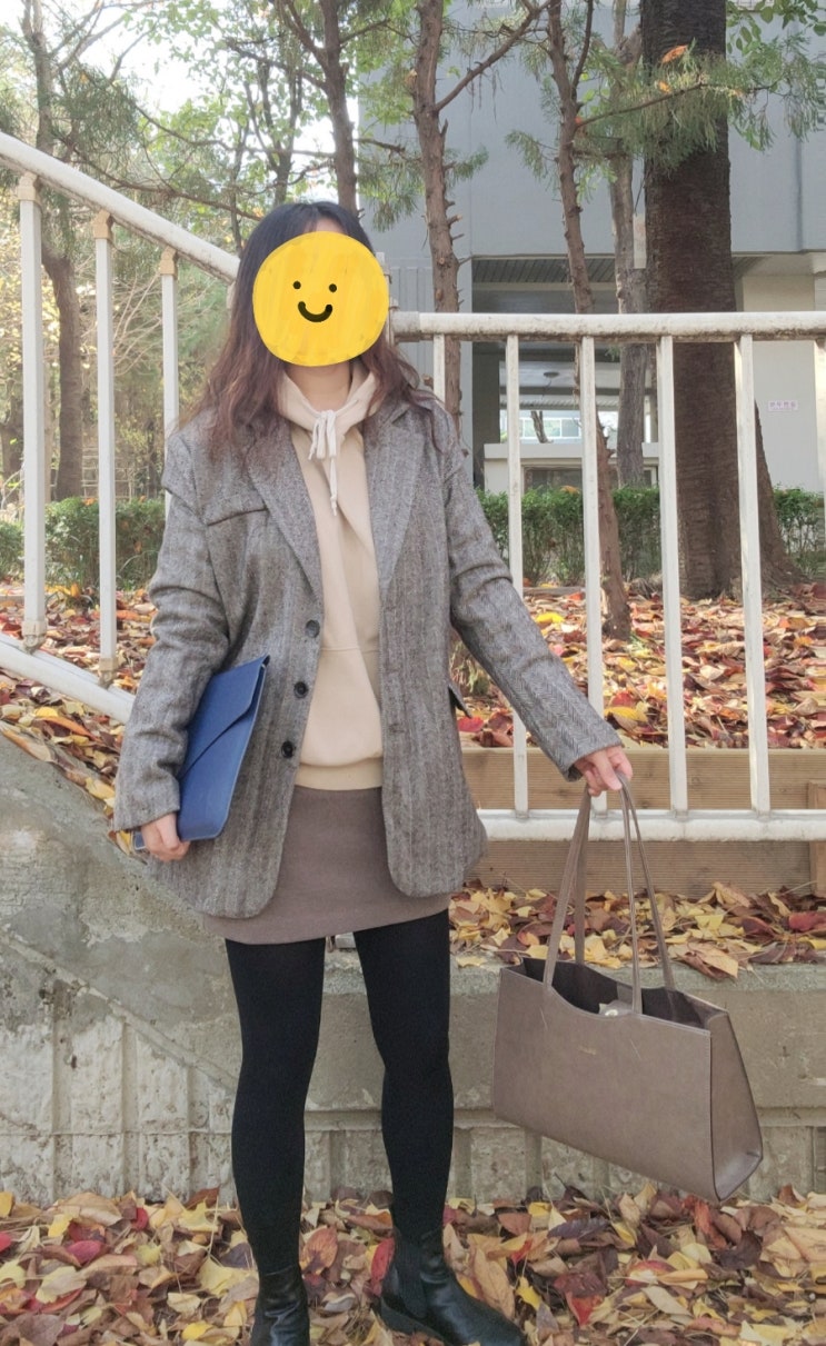  케이클럽 타로크 헤링본 패턴 울 자켓 50 후리스 안감이라 포근해요