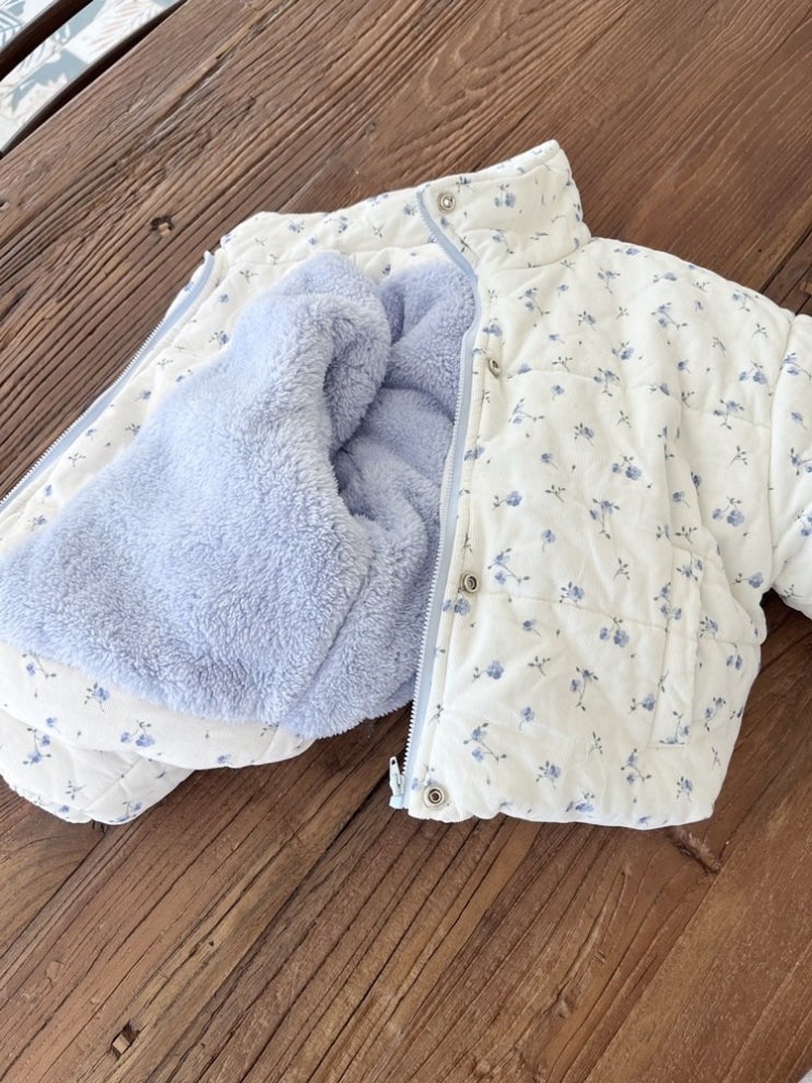  꽃송이 패딩 골덴 양면 보아털 키즈 점퍼 아우터