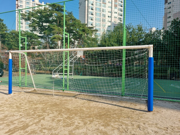 [날개스포츠] 성남도촌중학교 축구골대보호대 설치, 기둥보호대 설치 작업