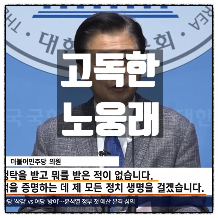 고독한승부사 노웅래 뇌물혐의 검찰수사 정치생명 걸다