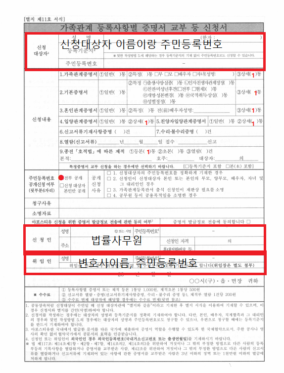  초보 법률 사무원 #21 [보정명령] 가족관계 등록사항별 증명서 교부 등 신청서 작성법 (기본증명서, 제적등본, 혼인관계증명서, 입양관계증명서, 친양자입양관계증명서 발급받기)