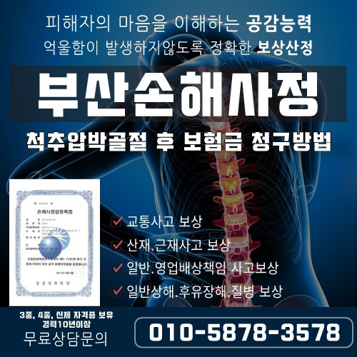 부산손해사정 척추골절 후유장애 보상은??