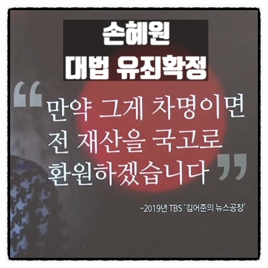  민주당 손혜원 전 의원 유죄확정 전재산 국고환원 약속
