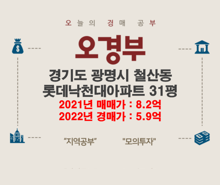  광명시 철산동 롯데낙천대아파트 경매결과, 손품 임장, 주변시세 정리