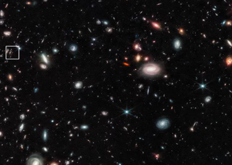 제임스 웹 망원경은 시간의 새벽 근처에 있는 은하를 발견하고, 과학자들을 흥분시킵니다.