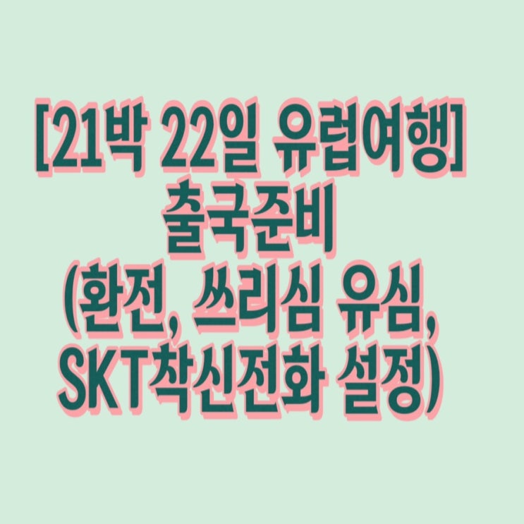  21박 22일 유럽여행 출국준비(환전, 쓰리심 유심, SKT착신전화 설정)