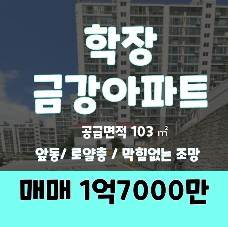  부산 사상구 학장동 학장금강아파트 101동 로얄층  매매