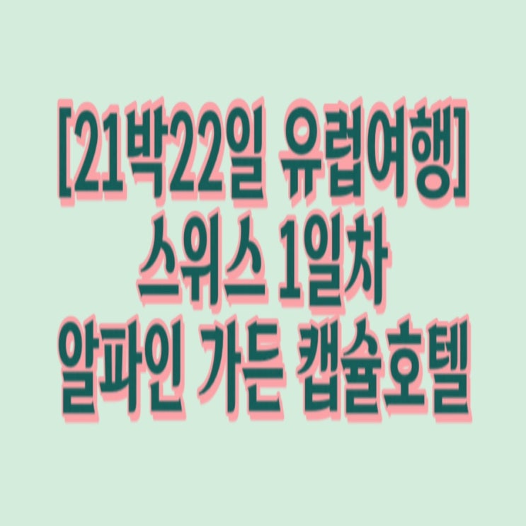  [21박22일 유럽여행] 스위스편 1일차 (취리히 알파인 가든 캡슐호텔, 공항 Coop)