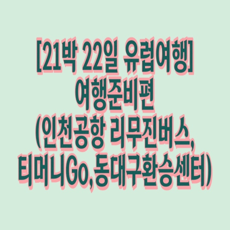  21박 22일 유럽여행 준비하기(인천공항 리무진버스, 티머니Go,동대구환승센터)