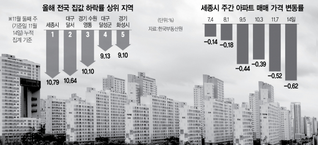 세종 집값, 끝 안 보이는 추락 '비명'…올들어 10.79% '뚝'