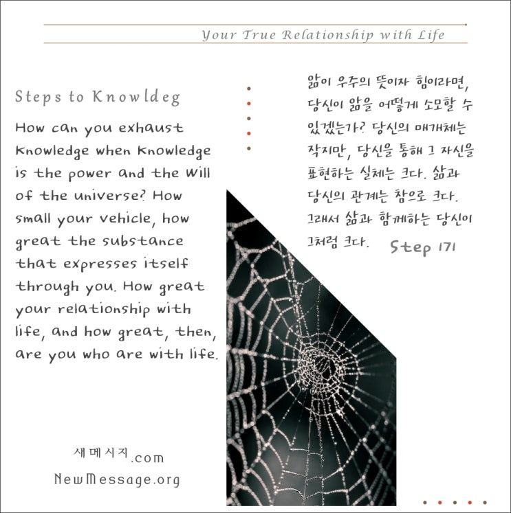 제 171 계단: 나의 베풂은 내가 부자임을 확언하는 것이다 My giving is an affirmation of my wealth. 제 171 계단: 나의 베풂은 내가 부자임을 확언하는 것이다 My giving is an affirmation of my wealth.