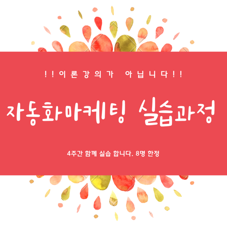  자동화마케팅 실습과정 0기 모집 안내  - 이론 강의는 그만...